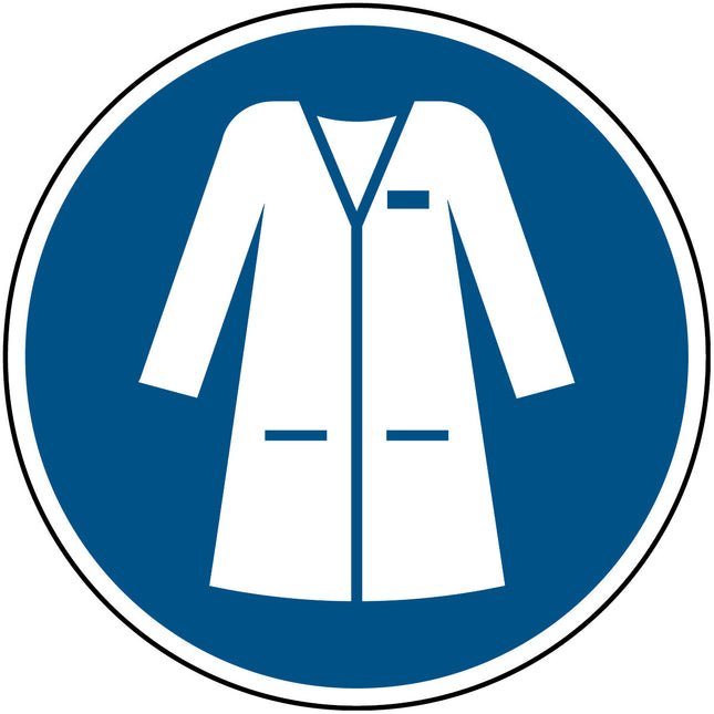 ISO Safety Sign  Wear laboratory coat