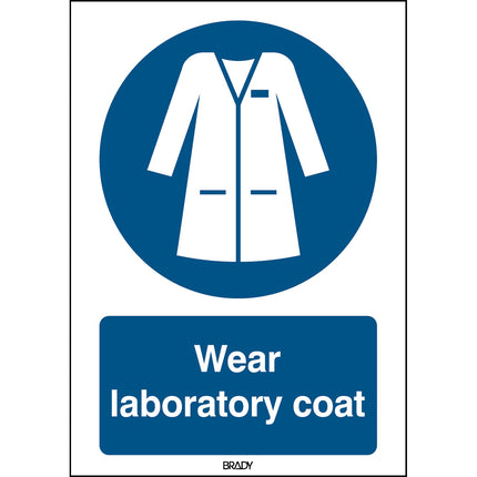ISO Safety Sign  Wear laboratory coat