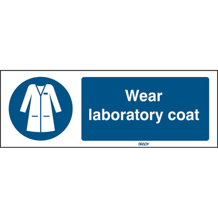 ISO Safety Sign  Wear laboratory coat