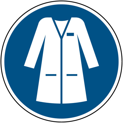 ISO Safety Sign  Wear laboratory coat