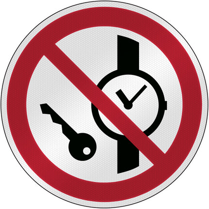 ISO Safety Sign  No metallic articles or watches