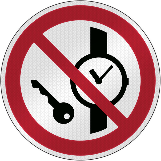 ISO Safety Sign  No metallic articles or watches