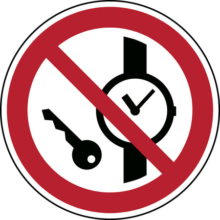 ISO Safety Sign  No metallic articles or watches