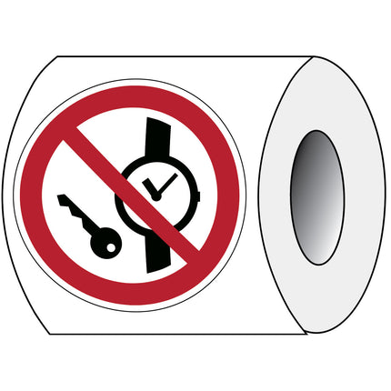 ISO Safety Sign  No metallic articles or watches
