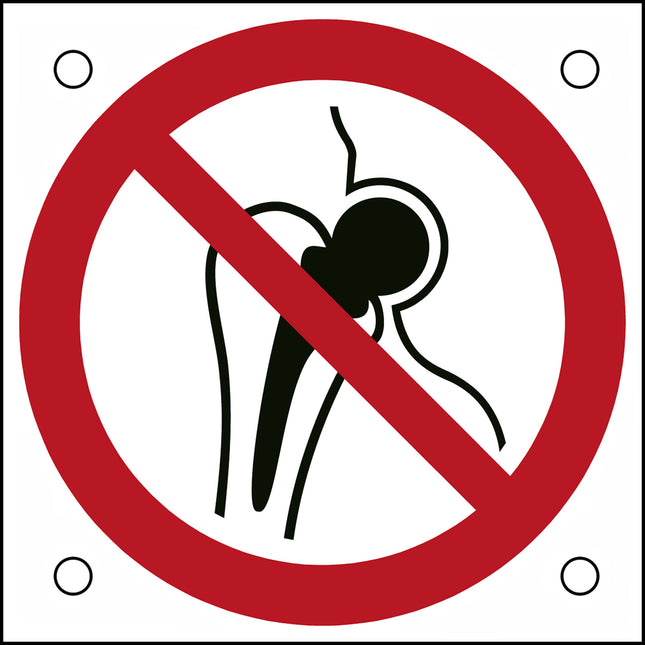 ISO Safety Sign  No access for persons with metallic implants