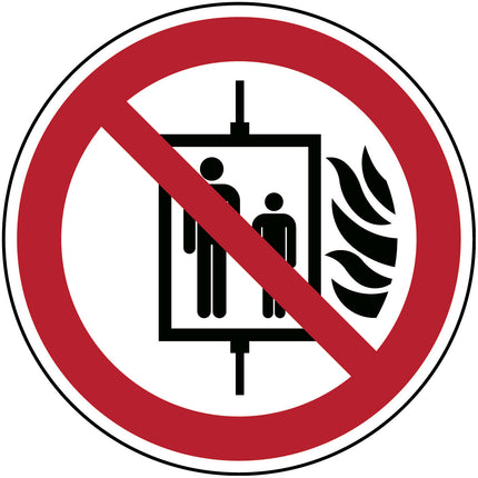 ISO Safety Sign  Do not use lift in the event of fire