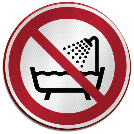 ISO Safety Sign  Do not use this device in a bathtub shower or waterfilled reservoir