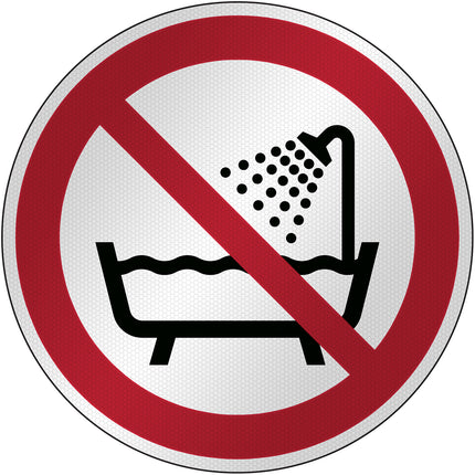 ISO Safety Sign  Do not use this device in a bathtub shower or waterfilled reservoir