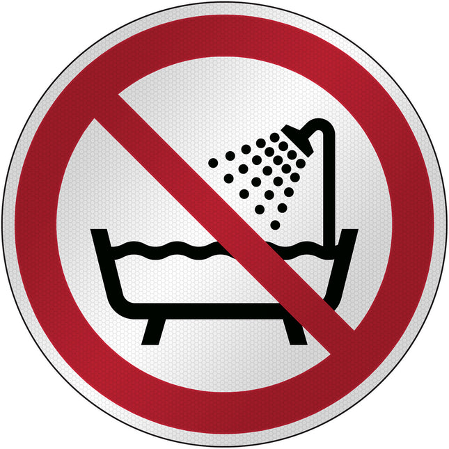 ISO Safety Sign  Do not use this device in a bathtub shower or waterfilled reservoir