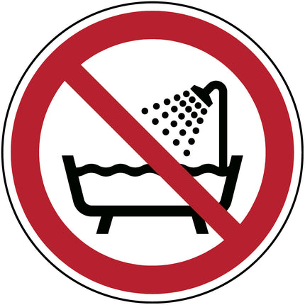 ISO Safety Sign  Do not use this device in a bathtub shower or waterfilled reservoir