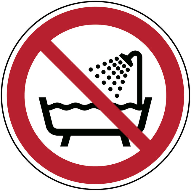 ISO Safety Sign  Do not use this device in a bathtub shower or waterfilled reservoir