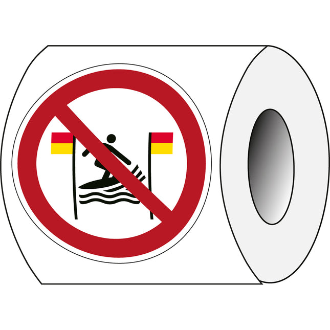 ISO Safety Sign  No surfing between the redandyellow flags