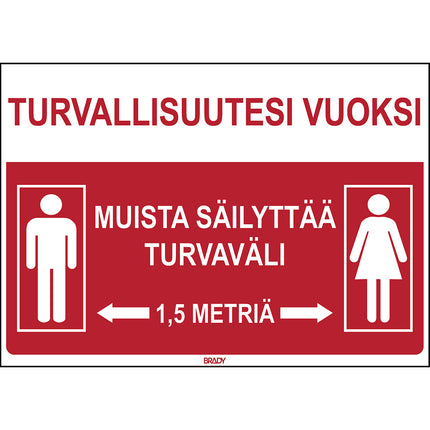 Safety Sign  For your safety Keep a safe distance 2 metres