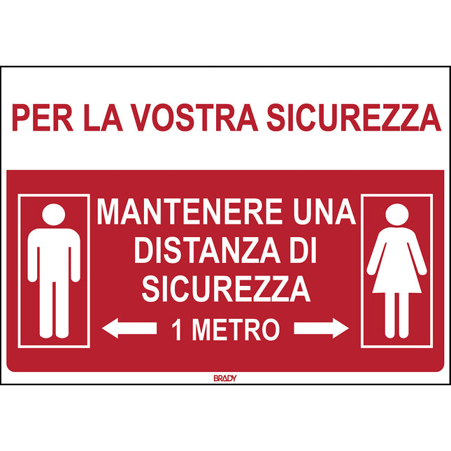 Safety Sign  For your safety Keep a safe distance 2 metres
