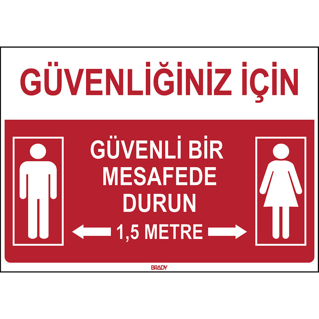 Safety Sign  For your safety Keep a safe distance 2 metres