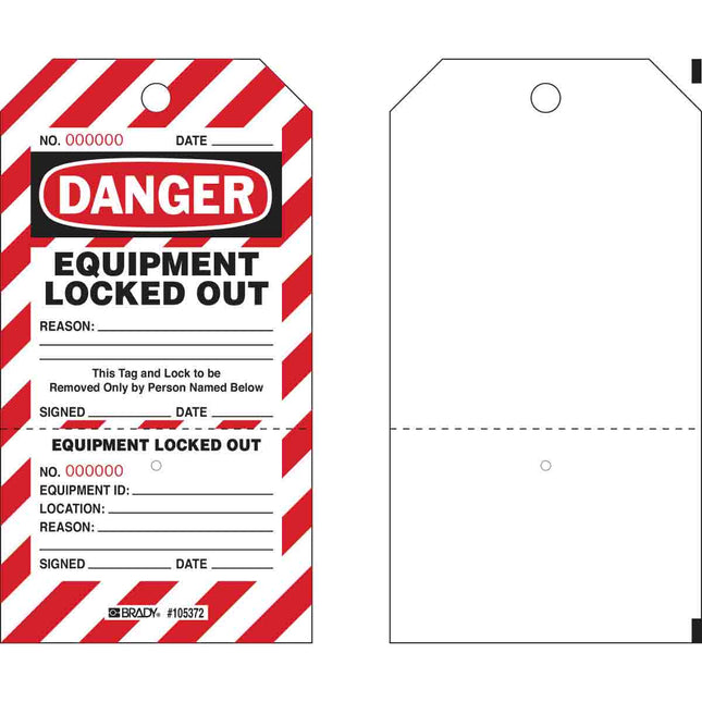 TwoPart Perforated Tag  DANGER Equipment Locked Out