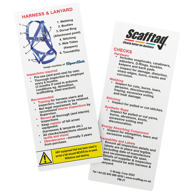 Harness and Lanyard  Inspection Guide Pocket Memo
