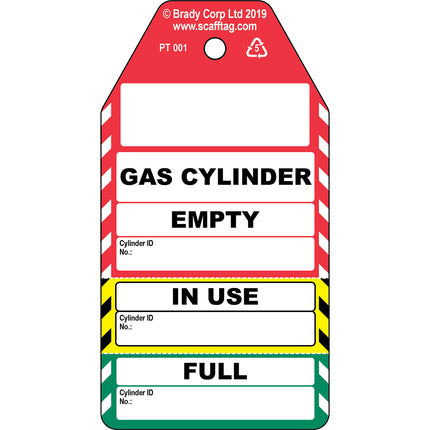 Gas Cylinder  3 part tag
