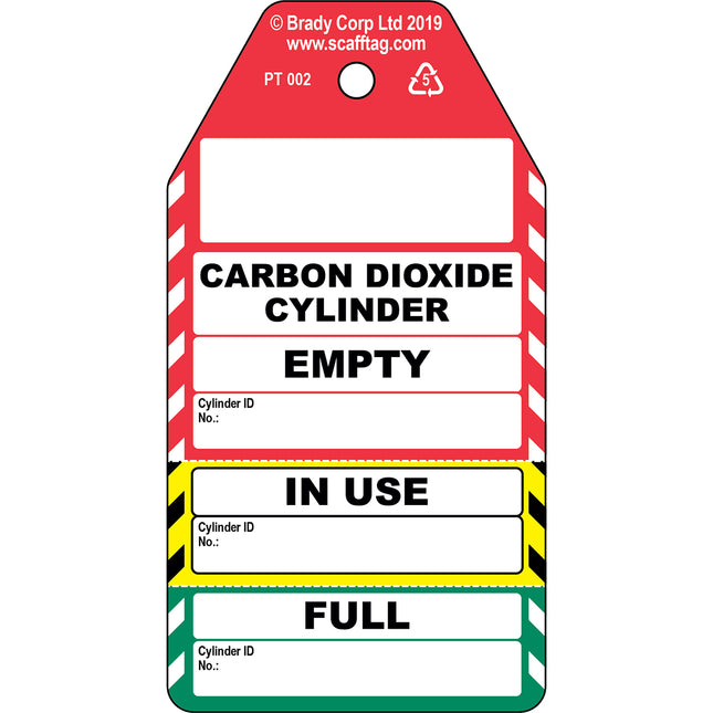 Carbon Dioxide Cylinder  3 part tag