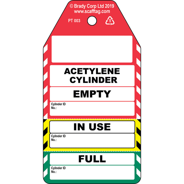 Acetylene Cylinder  3 part tag