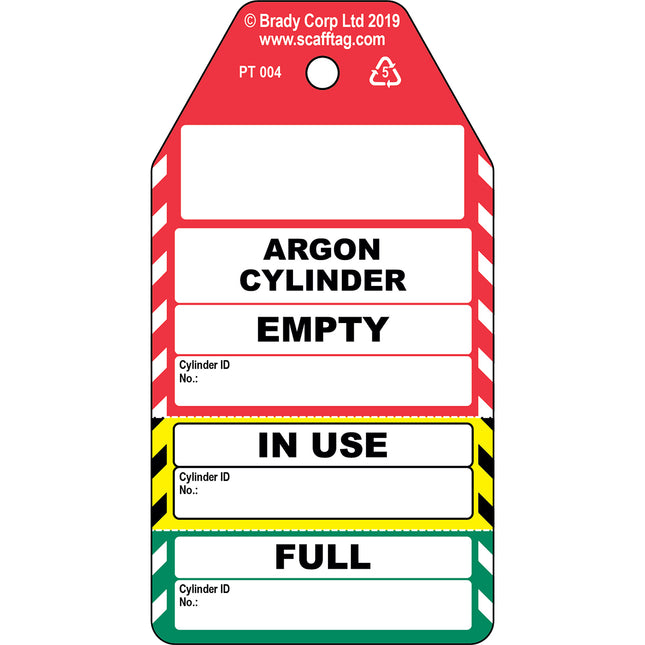Argon Cylinder  3 part tag