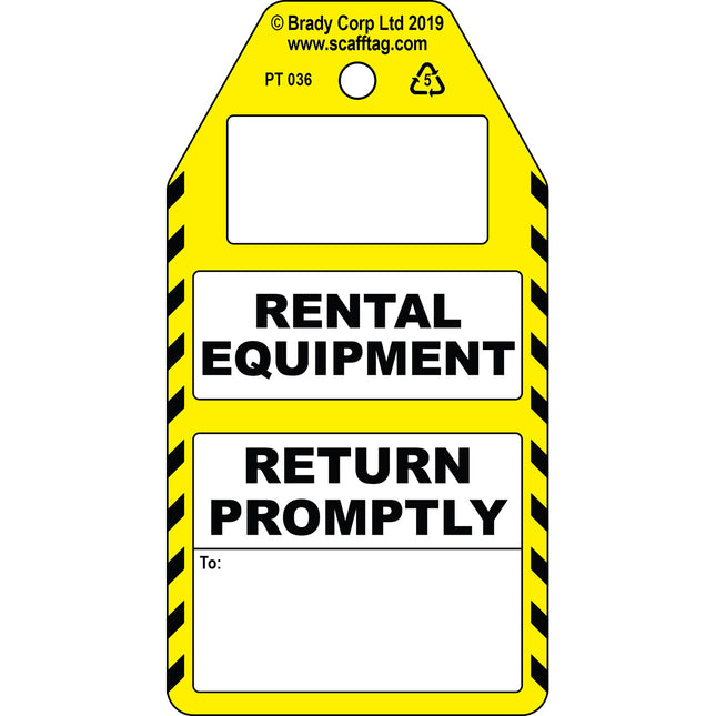 Rental Equipment return to tag