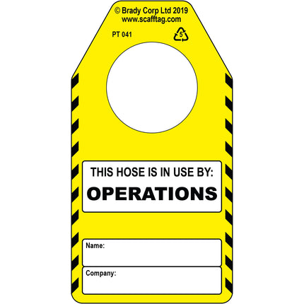 Hose operations tag