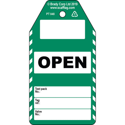 OPEN valve information tag