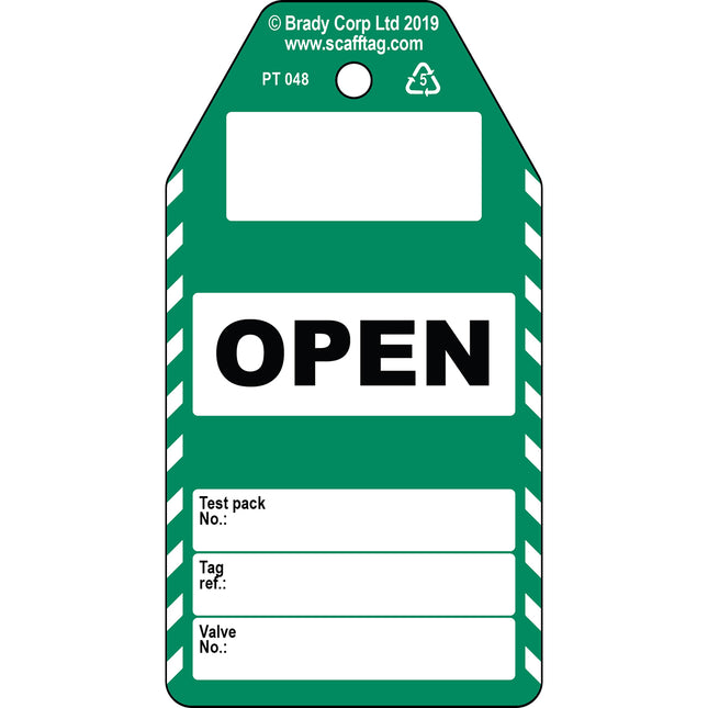 OPEN valve information tag