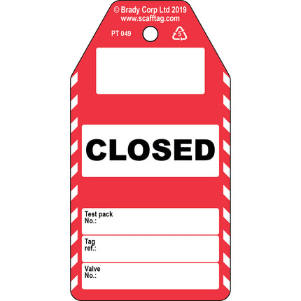 CLOSED valve information tag