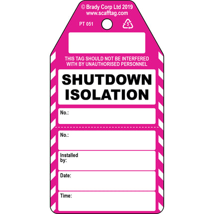 Shutdown Isolation  2 part tag