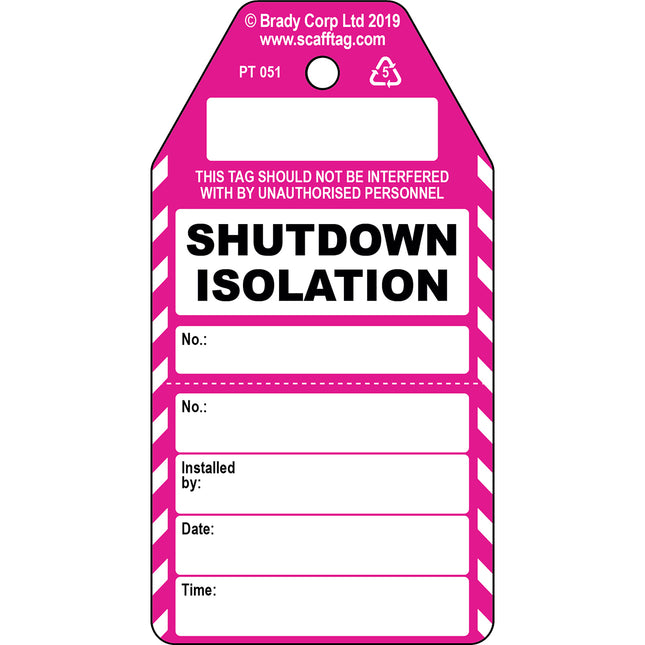 Shutdown Isolation  2 part tag