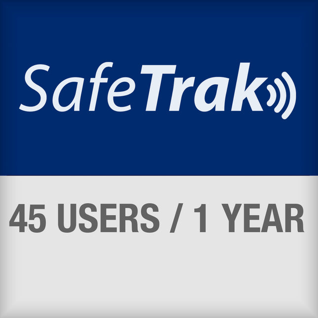 SafeTrak Subscription allowing access to the cloud system up to 45 users for 1 year