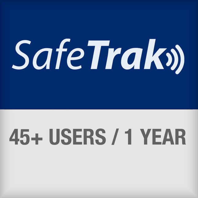SafeTrak Subscription allowing access to the cloud system up with more than 45 users for 1 year