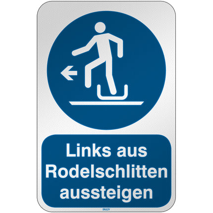ISO Safety Sign  Alighting from toboggan to the left