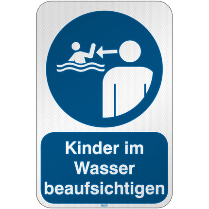 ISO Safety Sign  Keep children under supervision in the aquatic environment