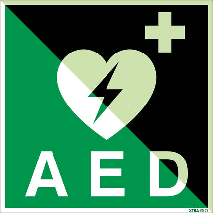 ISO Safety Sign  Automated external heart defibrillator