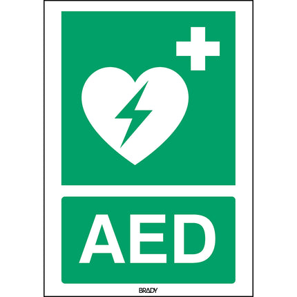 ISO Safety Sign  Automated external heart defibrillator