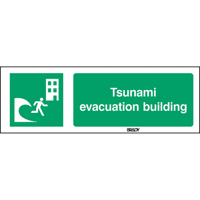 ISO Safety Sign  Tsunami evacuation building