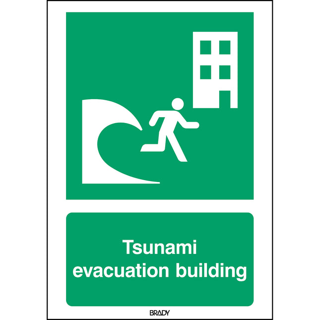 ISO Safety Sign  Tsunami evacuation building