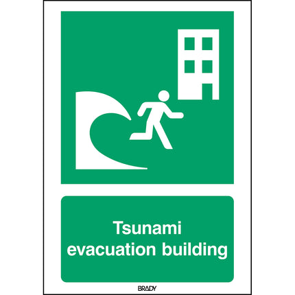 ISO Safety Sign  Tsunami evacuation building