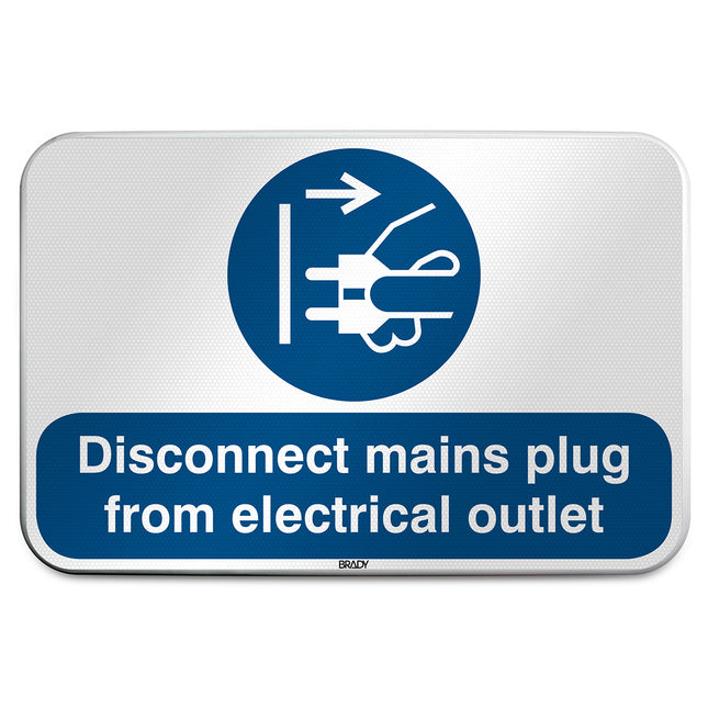 ISO Safety Sign  Disconnect mains plug from electrical outlet