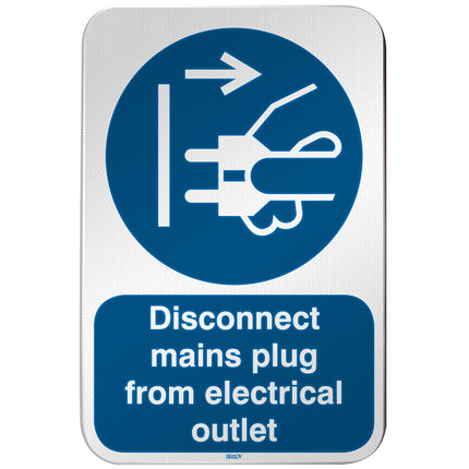 ISO Safety Sign  Disconnect mains plug from electrical outlet