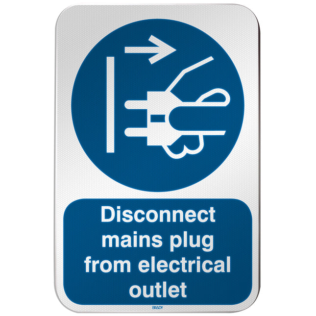 ISO Safety Sign  Disconnect mains plug from electrical outlet