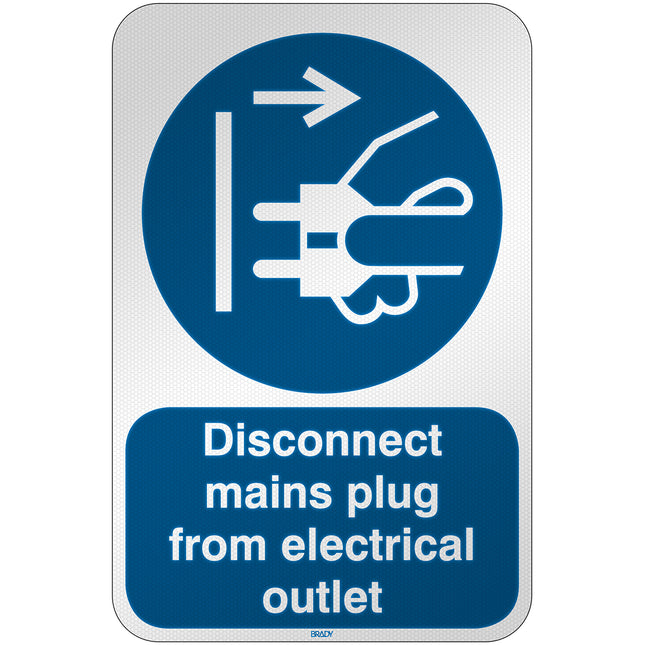 ISO Safety Sign  Disconnect mains plug from electrical outlet