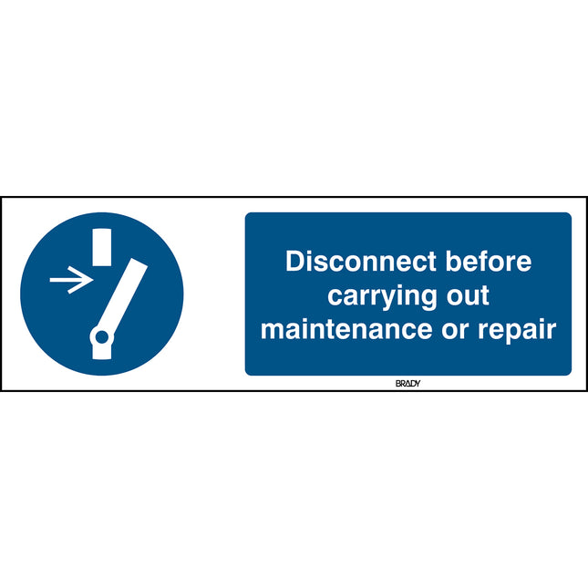 ISO Safety Sign  Disconnect before carrying out maintenance or repair