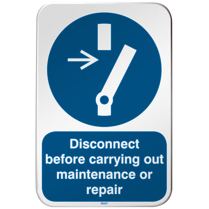 ISO Safety Sign  Disconnect before carrying out maintenance or repair
