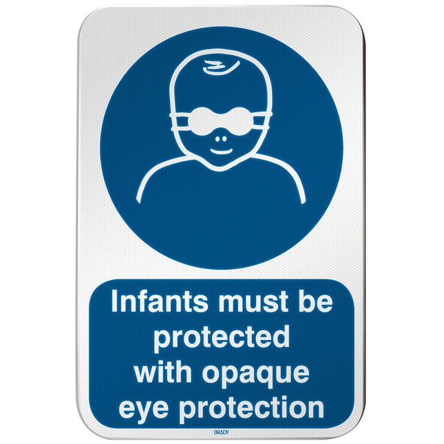 ISO Safety Sign  Infants must be protected with opaque eye protection
