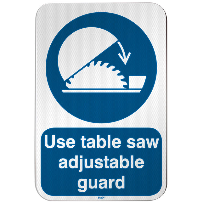 ISO Safety Sign  Use table saw adjustable guard