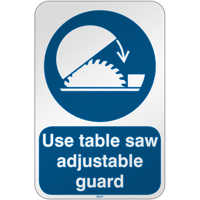 ISO Safety Sign  Use table saw adjustable guard